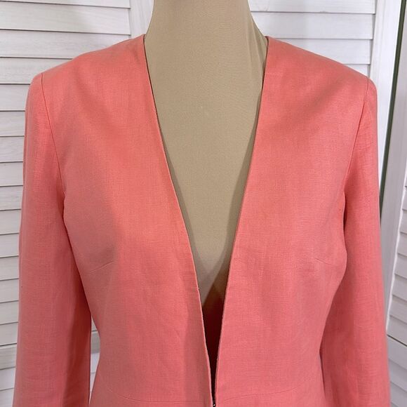 BR Linen Peplum Jacket Elegant Coral Size 8 NWOT - Picture 3 of 11